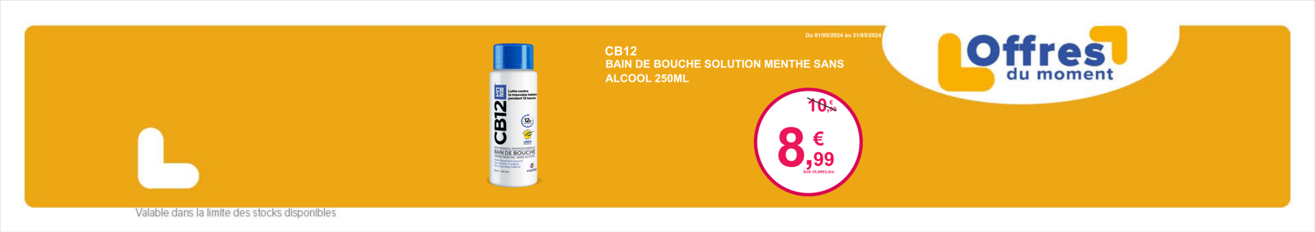 CB12 BAIN DE BOUCHE SOLUTION MENTHE SANS ALCOOL 250ML